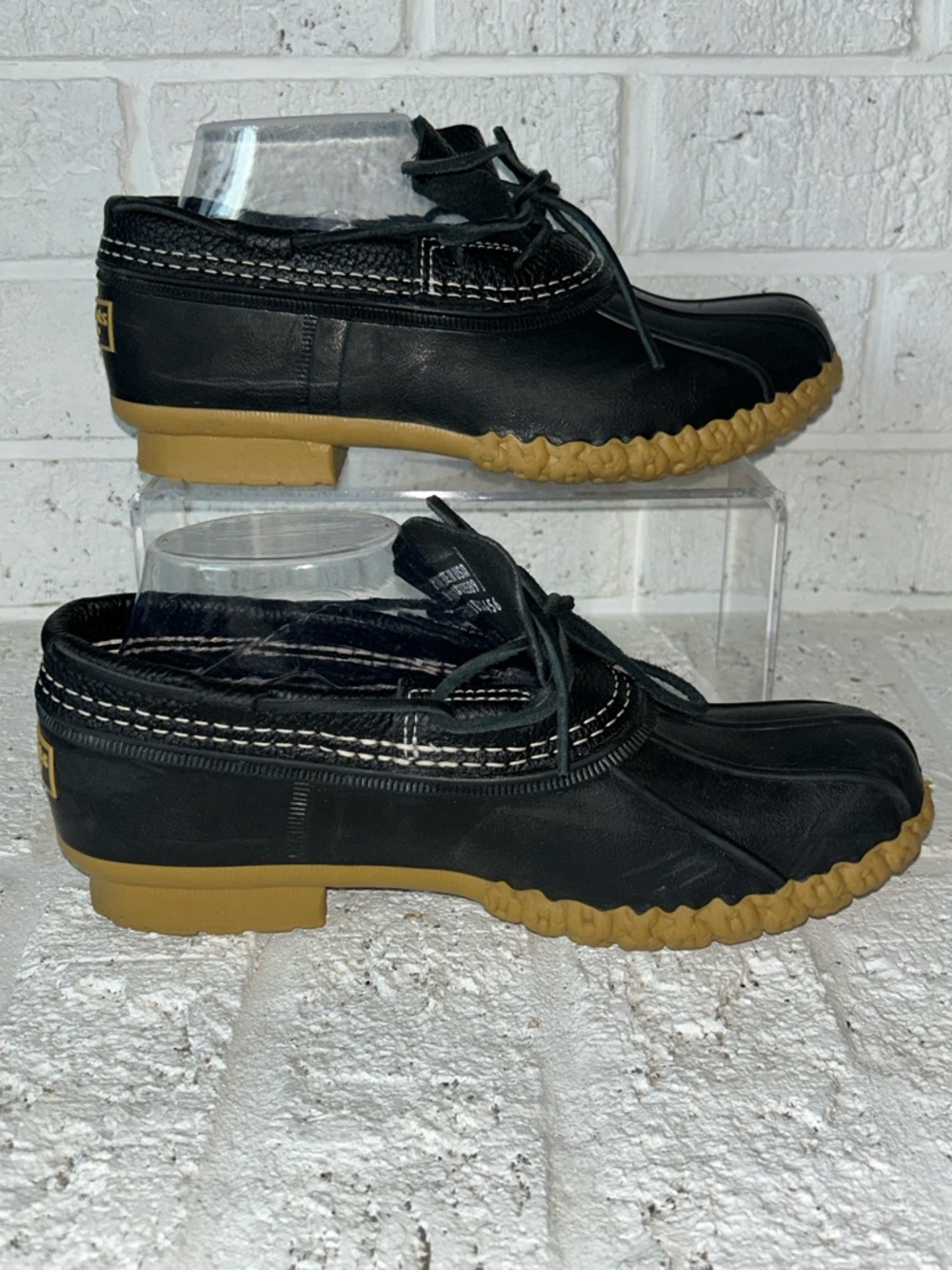 LL Bean Classic Bean Boot Rubber Moc, Blue Leather Chainlink Gumshoes Women’s 8